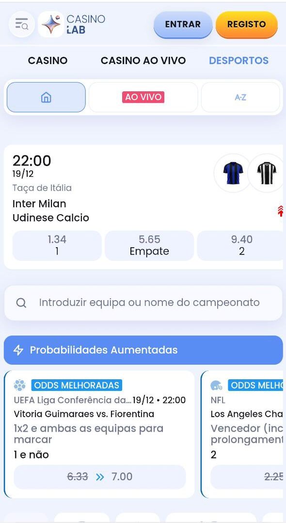 Registo no CasinoLab