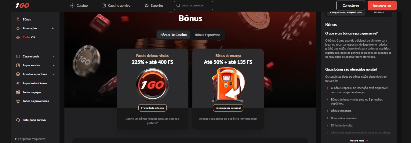 1GoCasino Casino Bonuses Portugal