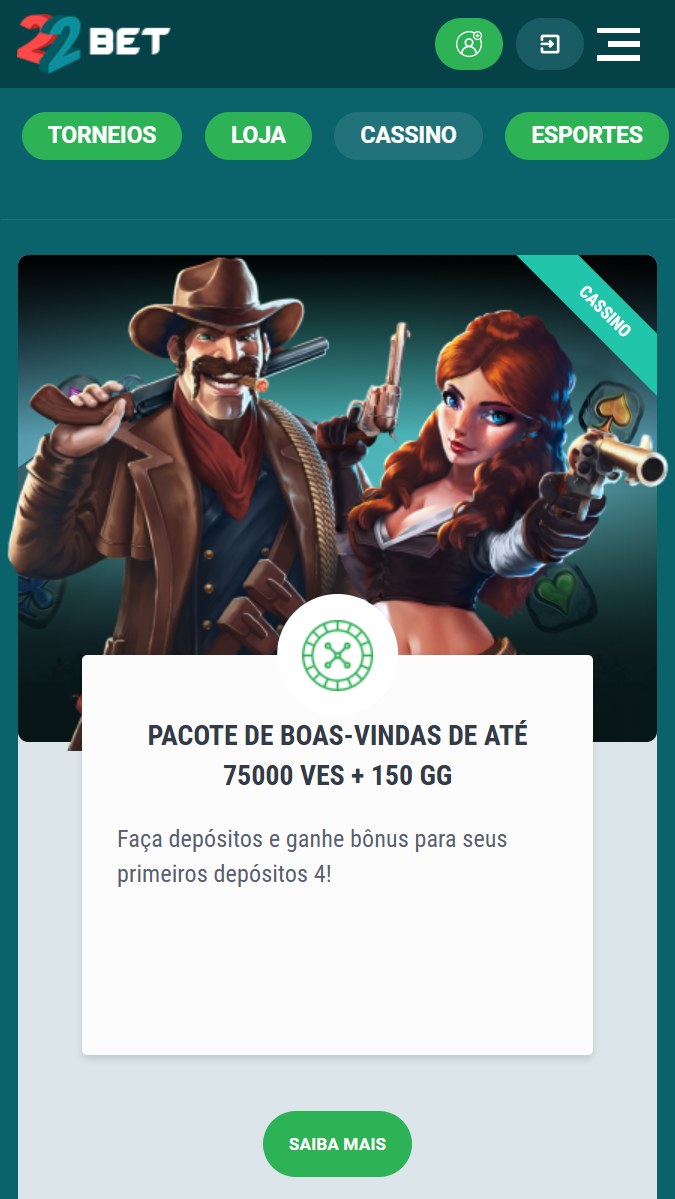 Bônus de boas-vindas da 22Bet para clientes do cassino