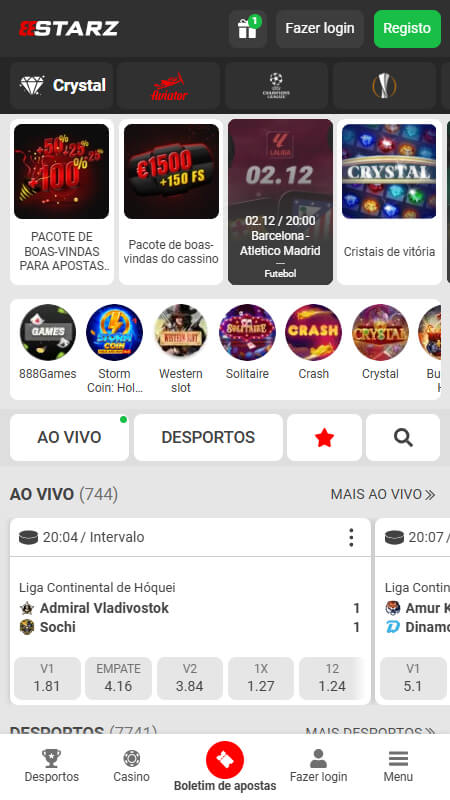 888STARZ bookmaker main page