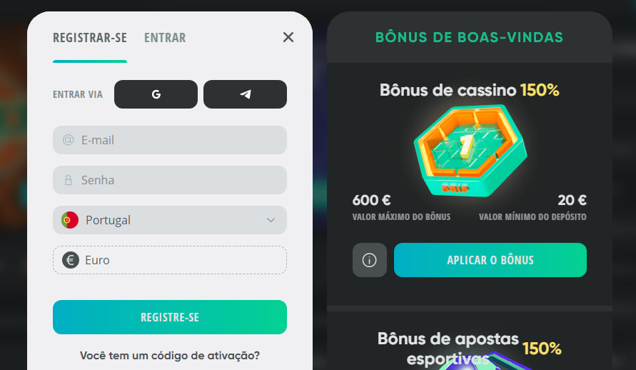 Processo de Registo no Drip Casino