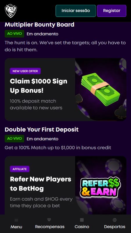 Bónus e Promoções do BetHog Casino