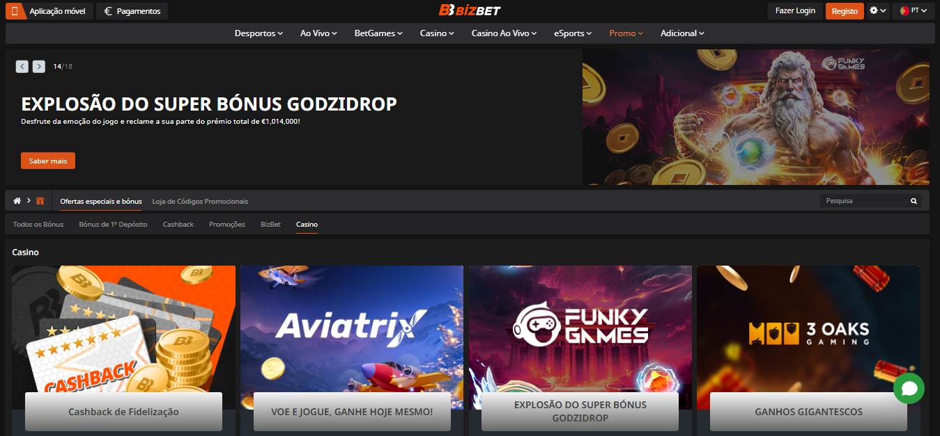 BizBet Casino Bonuses Portugal