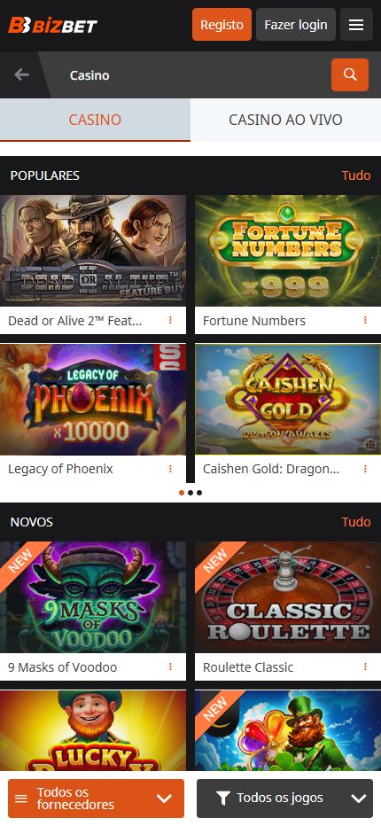 BizBet Casino Slots Portugal (Mobile Screen)