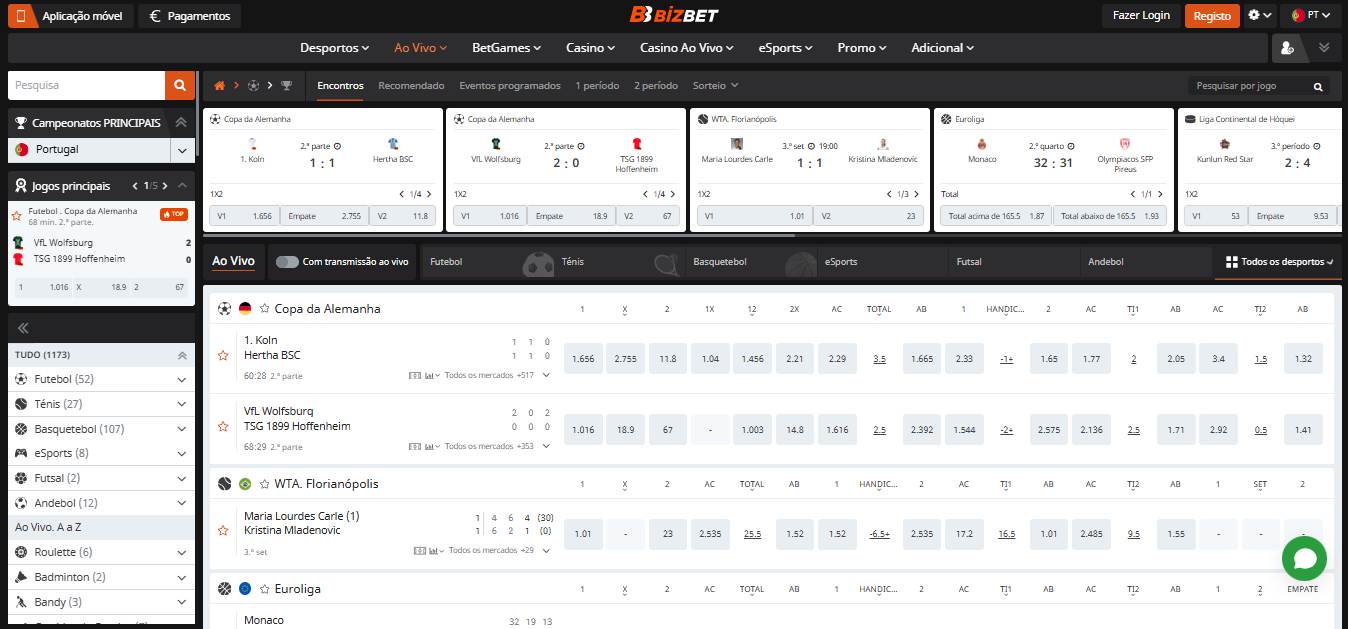 BizBet Desportos Ao Vivo Portugal