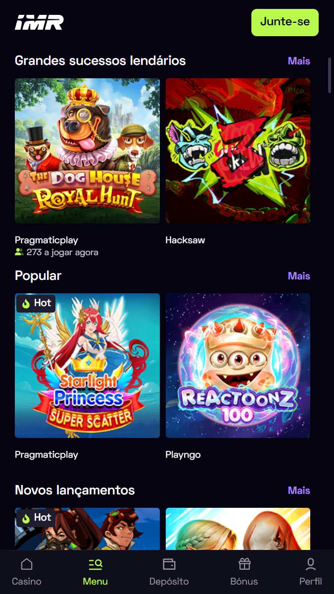 Oferta de Jogos no Immerion Casino