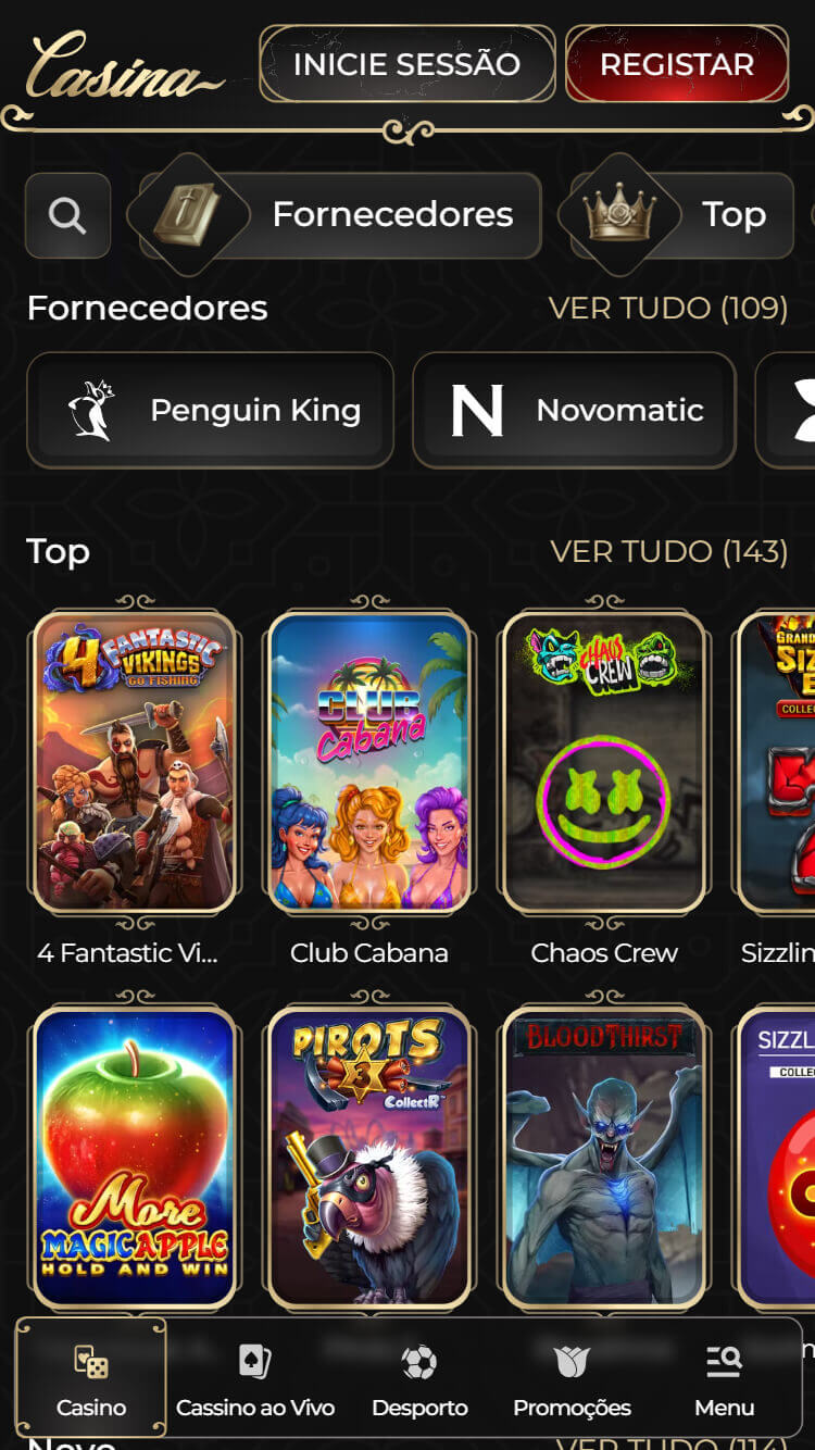 Software e Oferta de Jogos no Casino Casina