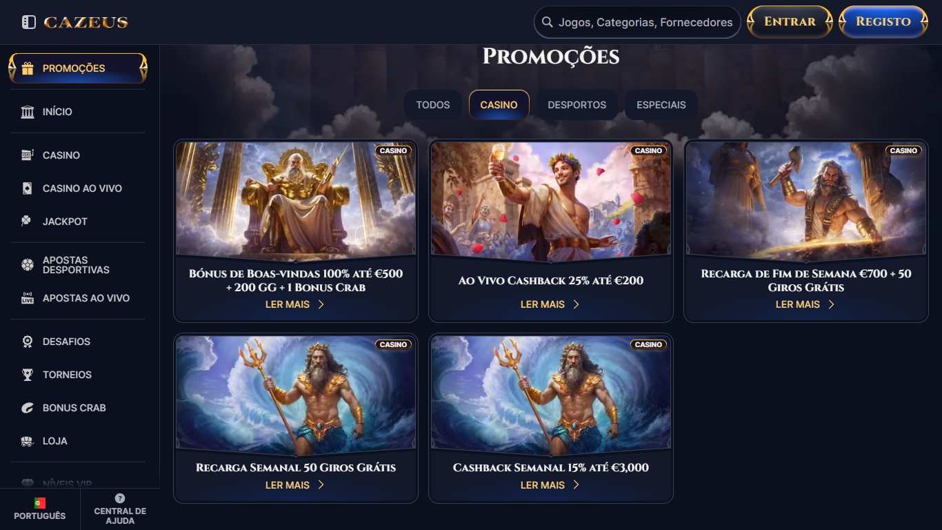 CaZeus Casino Bonuses Portugal