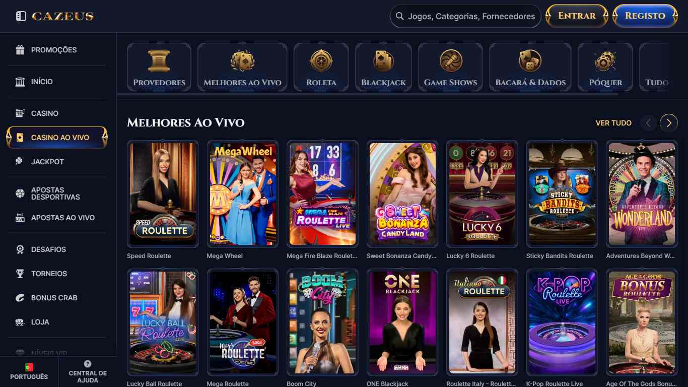 CaZeus Live Casino Games Portugal