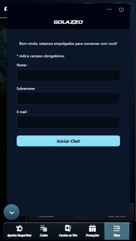 Apoio ao cliente ao vivo da Golazzo