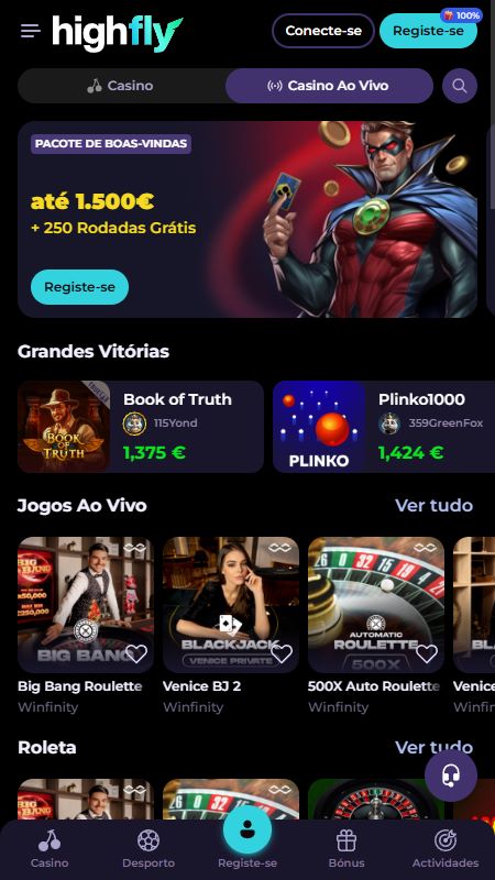 Seção de cassino ao vivo na HighFly