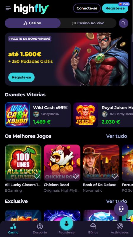 Página inicial da HighFly online