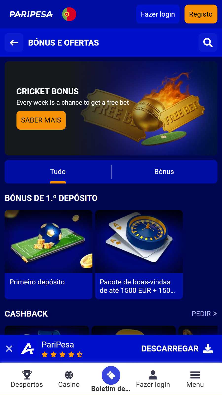 Paripesa Mob Page Pt Bonuses
