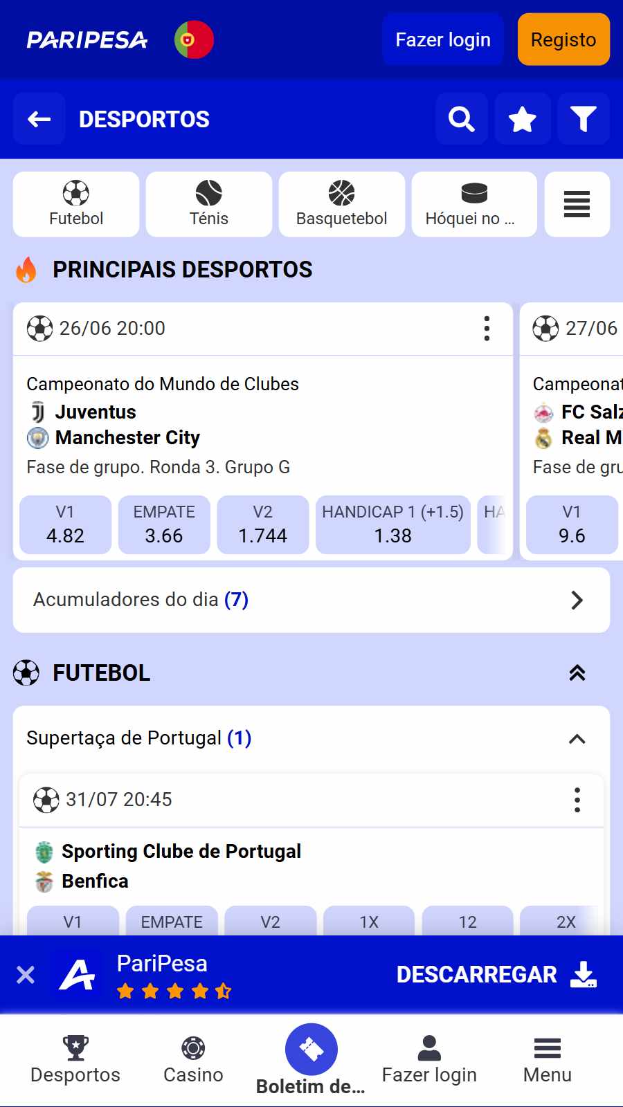 Paripesa Mob Page Pt Sports