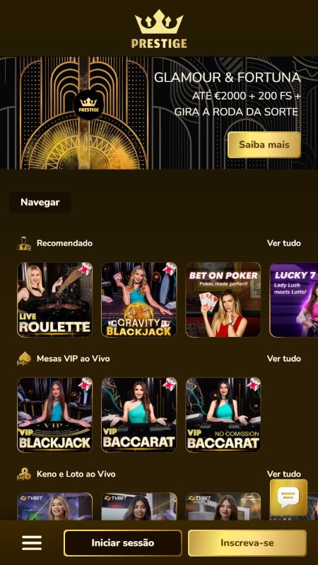 Jogar no casino ao vivo no Prestige