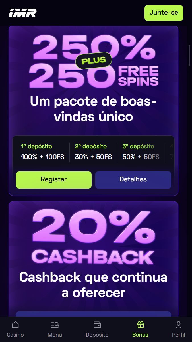 Promoções disponíveis para o Immerion Casino