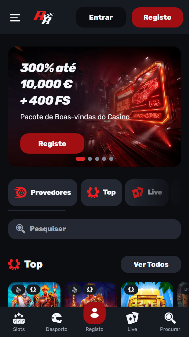 RedRacer Pacote de boas-vindas casino
