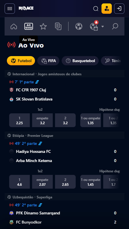 RioAce Bookmaker Portugal Apostas ao Vivo