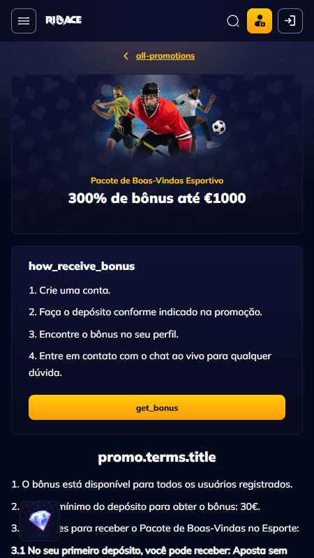 Bónus e Promoções da RioAce Bookmaker