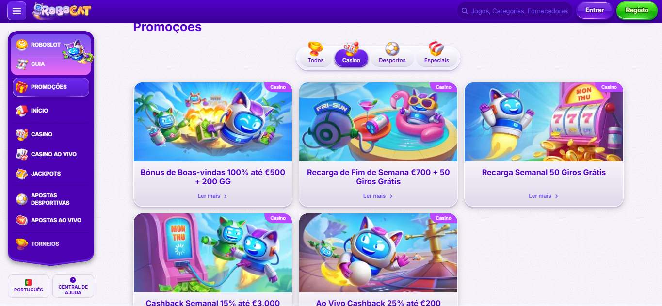 Robocat Casino Portugal Bonuses