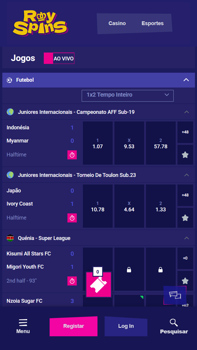 Royspins apostas em direto