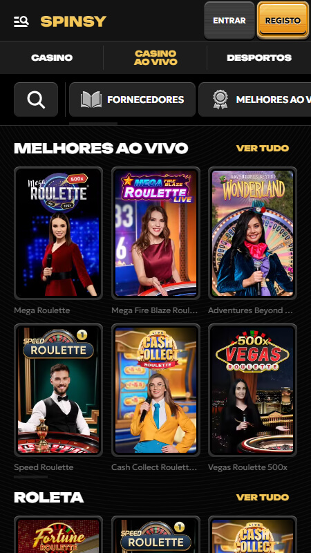 Spinsy Casino ao Vivo