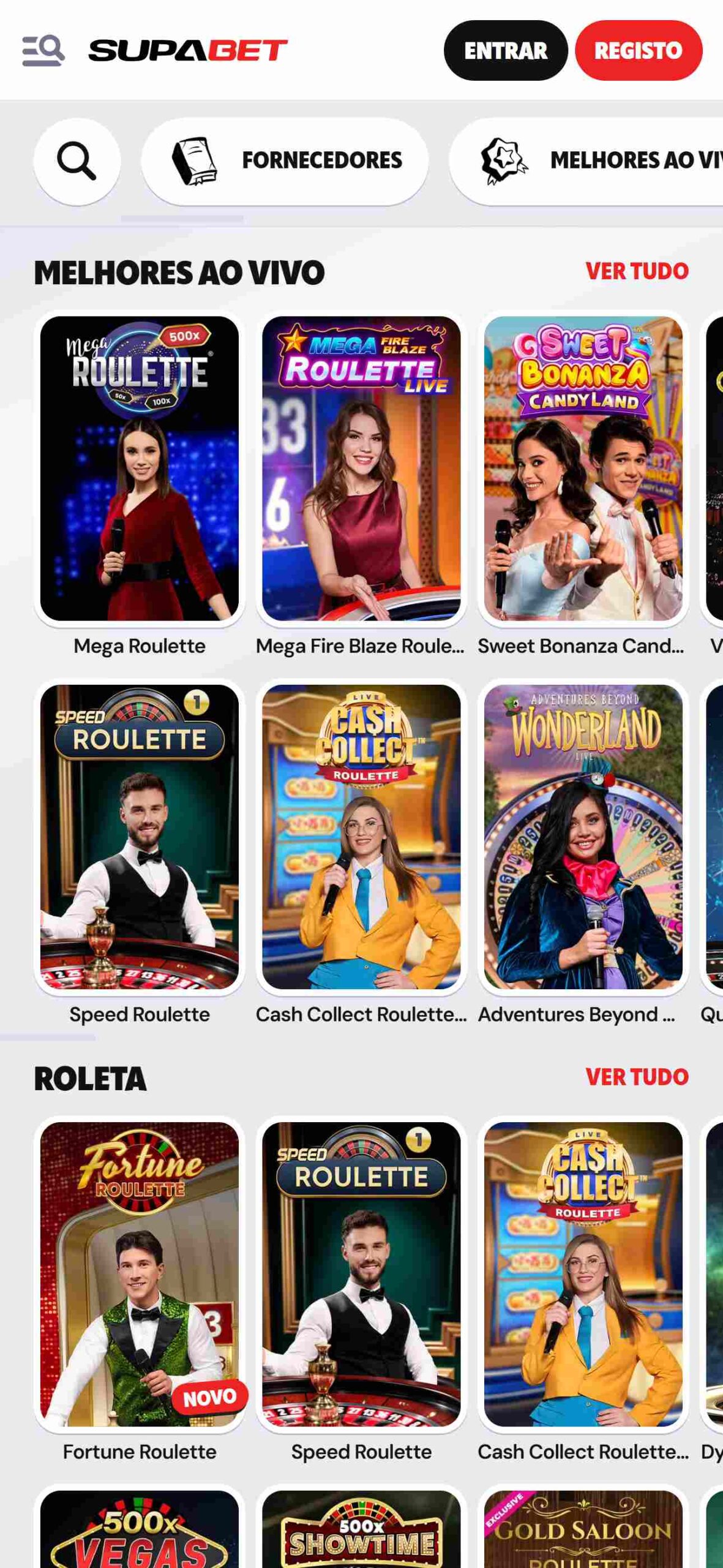 Supabet Casino ao Vivo (mobile screen)