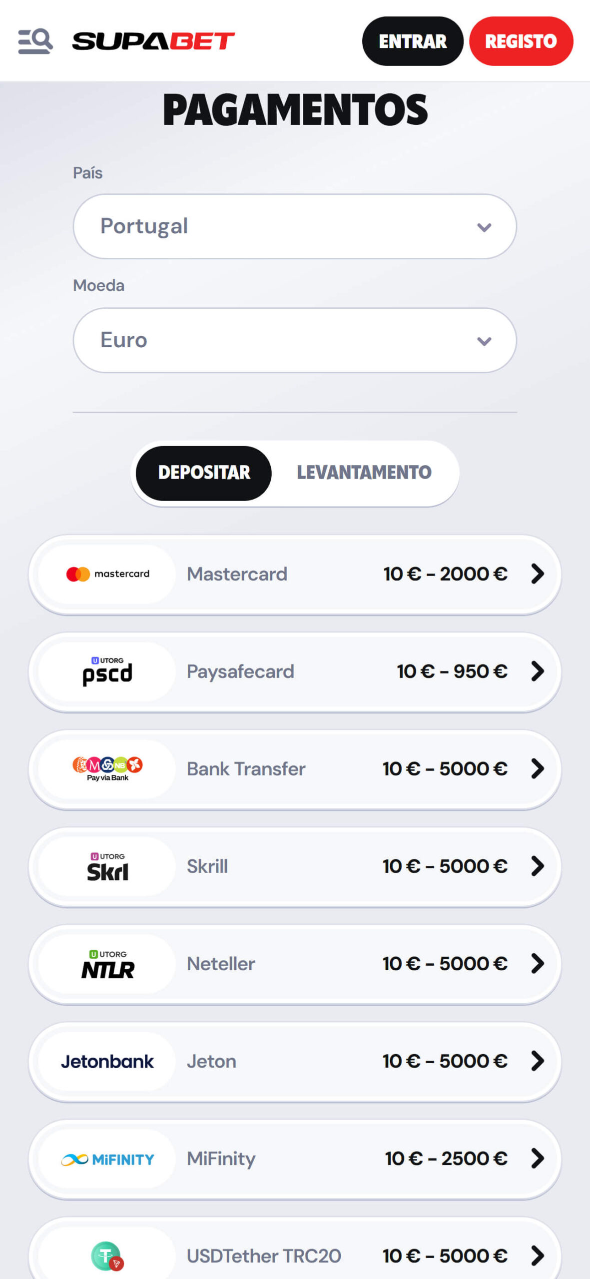 Supabet Pagamentos (mobile screen)