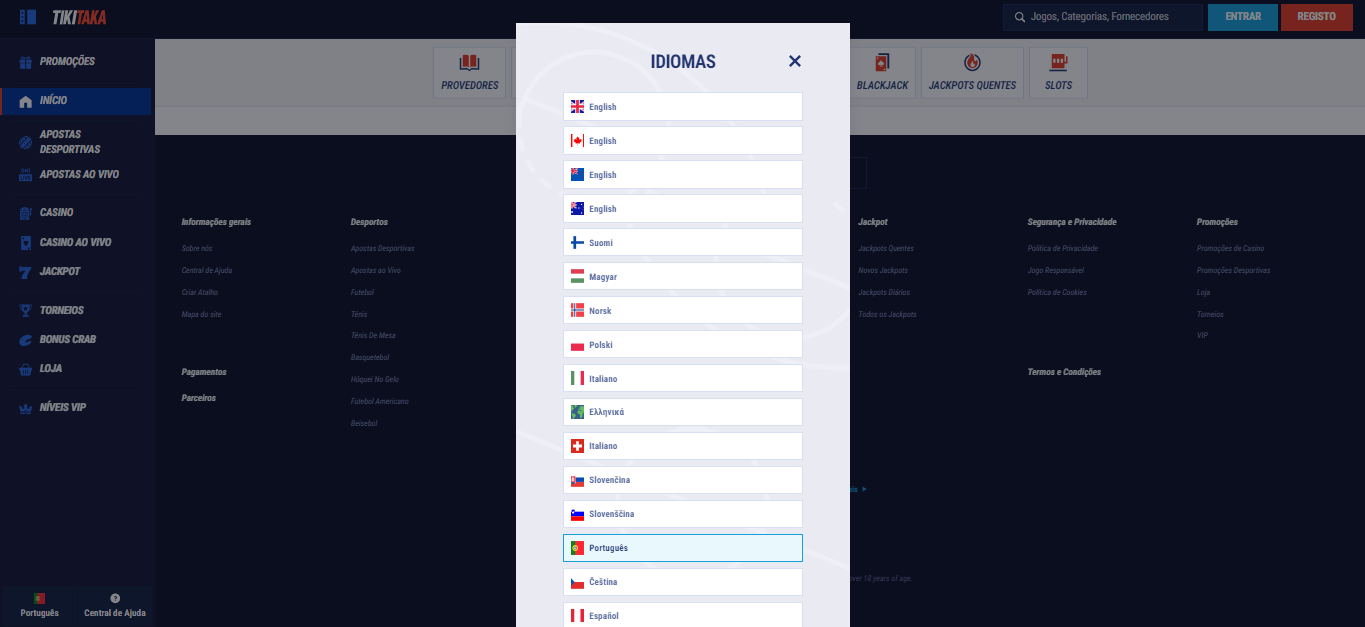 Tikitaka available languages