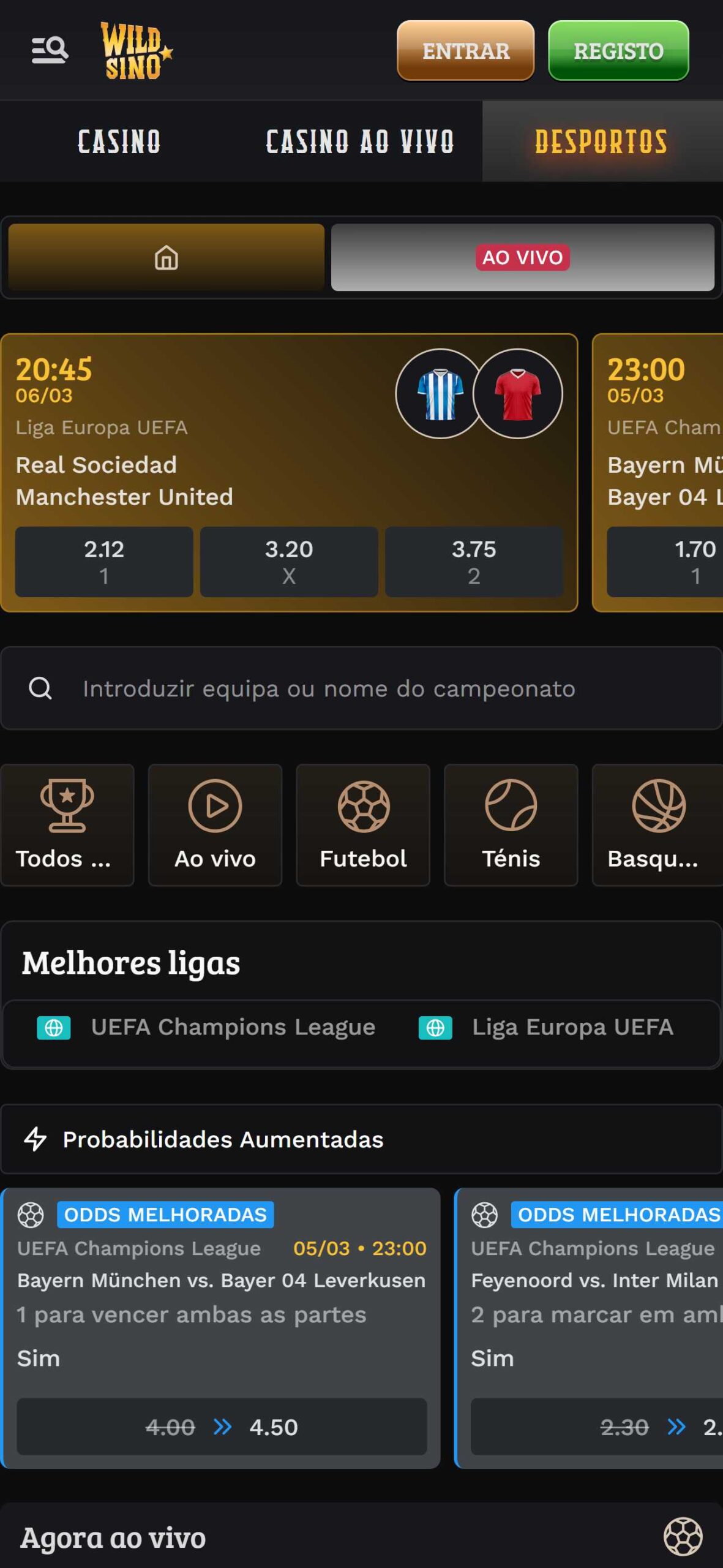 Wildsino Bookmaker-Apostas Desportivas Portugal (mobile)