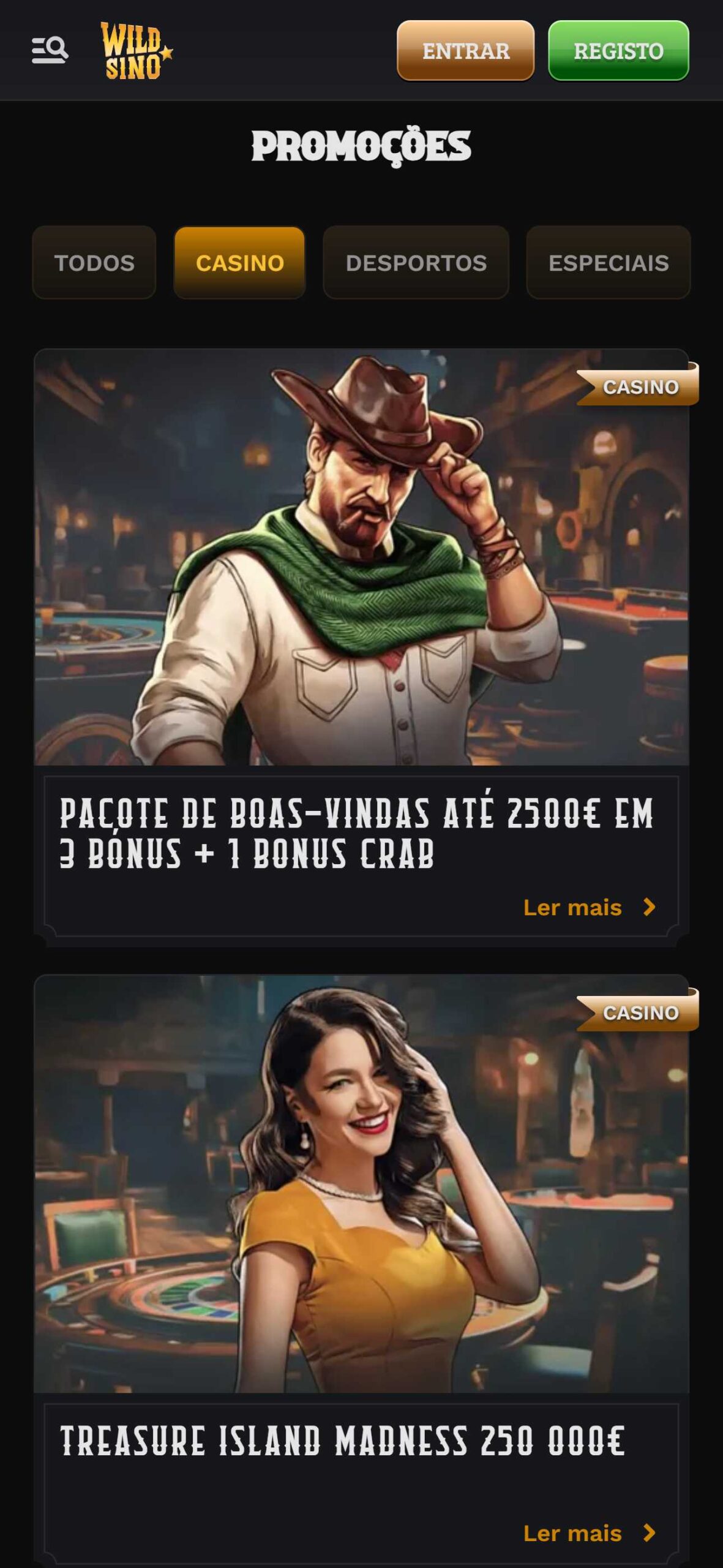 Wildsino Casino Bónus Portugal (mobile)
