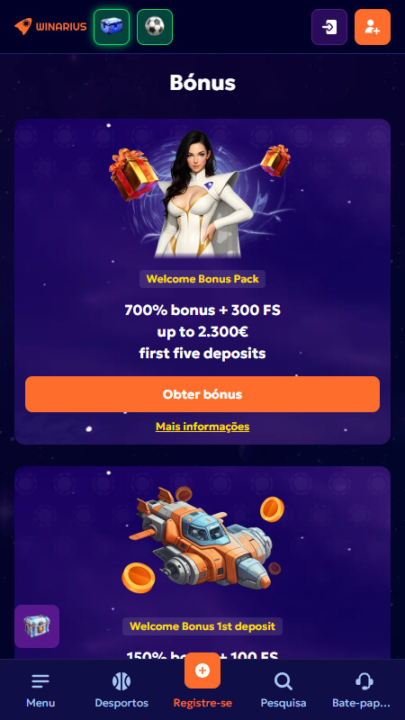 Winarius Casino bonuses