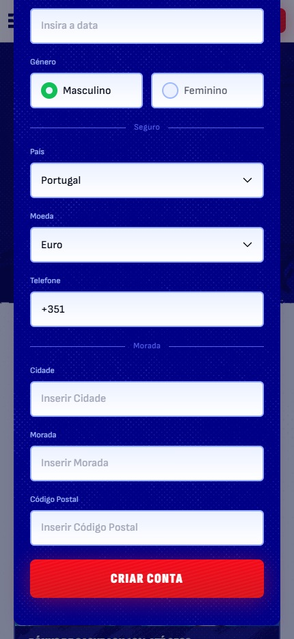 Bankonbet Bookmaker Finish Registration Portugal (mobile screen), apostasdesportivas
