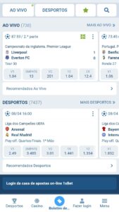 Apostas em direto com 1xbet 