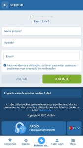 Como criar uma conta na 1xbet