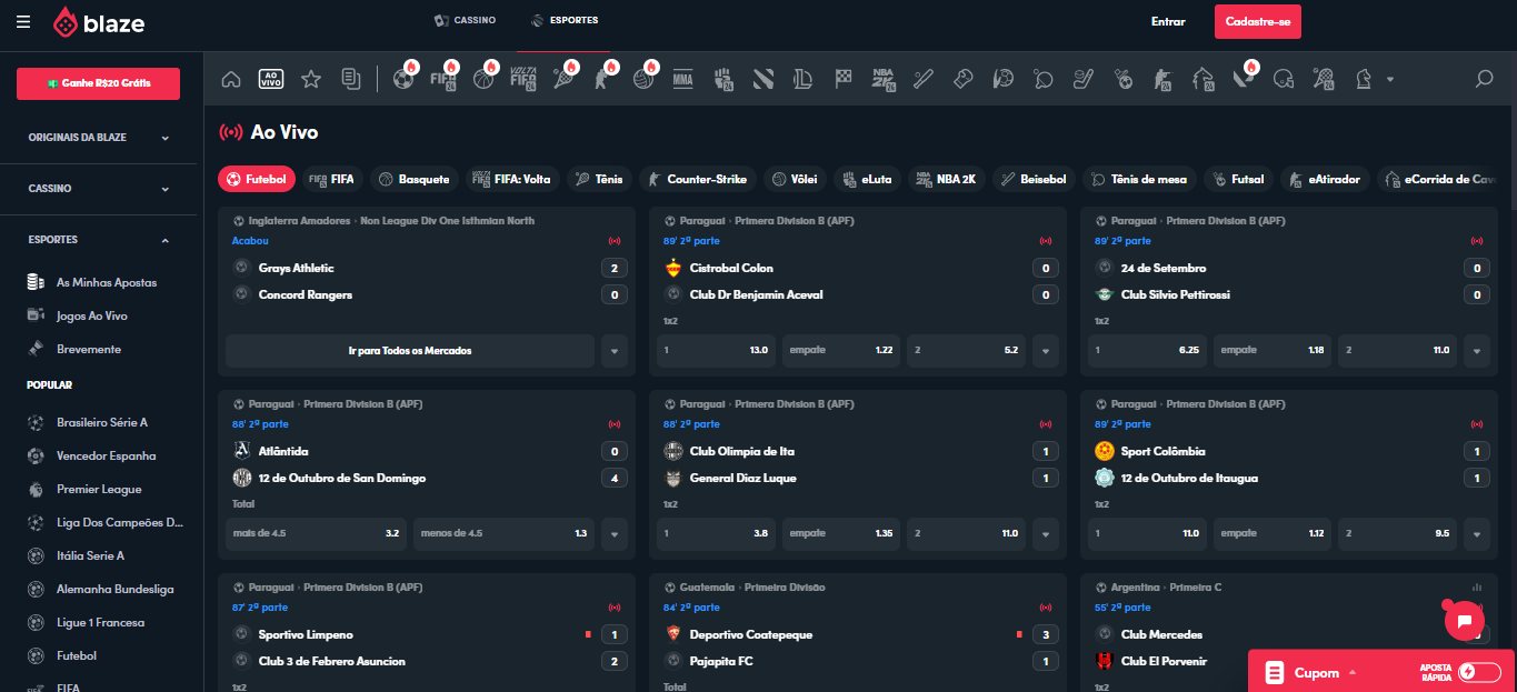 Blaze Bookmaker Live Betting Brazil, apostasdesportivas.tv