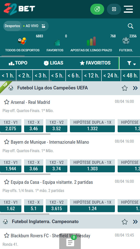 22bet desportos