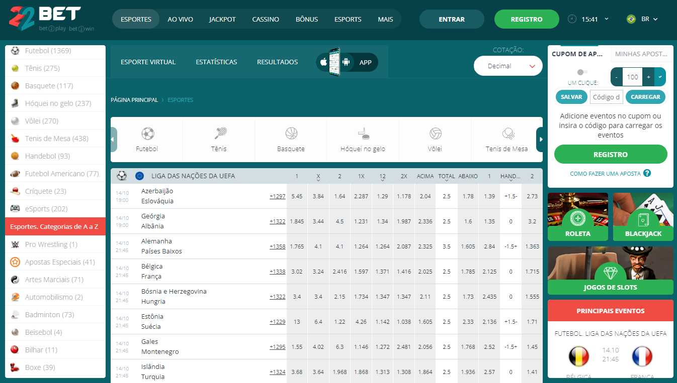 Apostas Esportivas na 22bet