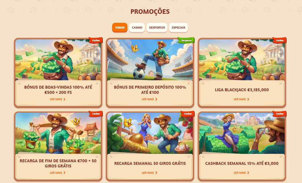 Bónus e promoções no Billybets Portugal