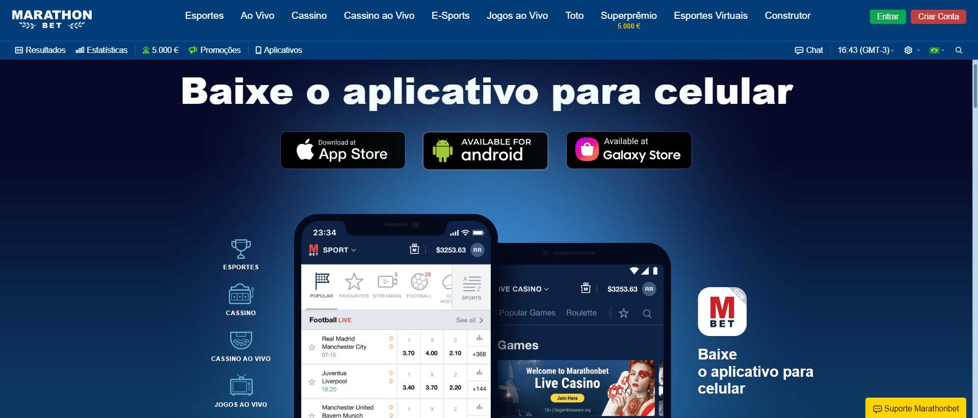 Marathonbet Aplicativo móvel