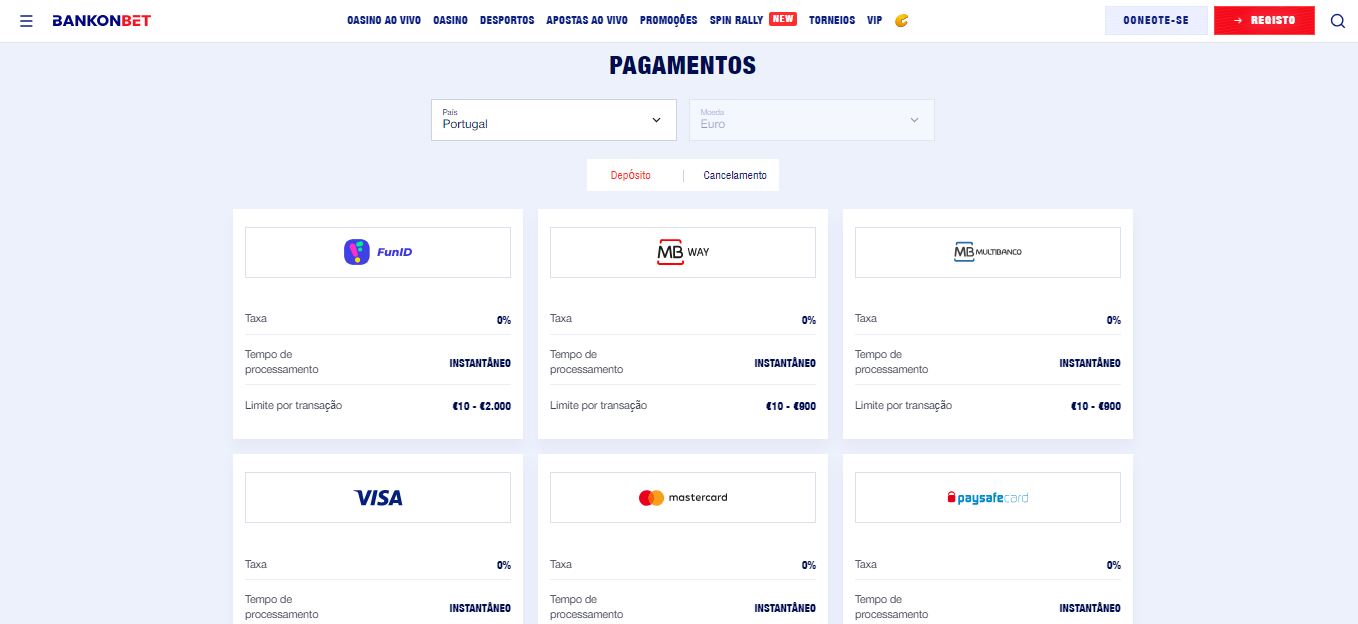 BankonBet Payment Methods for Portugal players, apostasdesportivas.tv