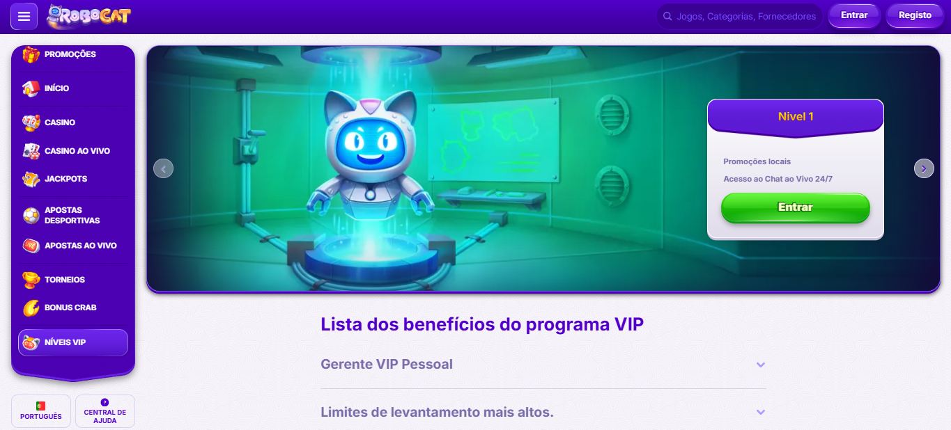 Robocat Bookmaker Portugal Vip Program, apostasdesportivas.tv