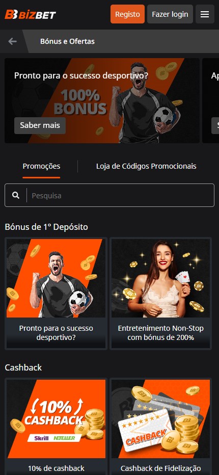 BizBet Sport Betting Bonuses Portugal (Mobile Screen), apostasdesportivas.tv