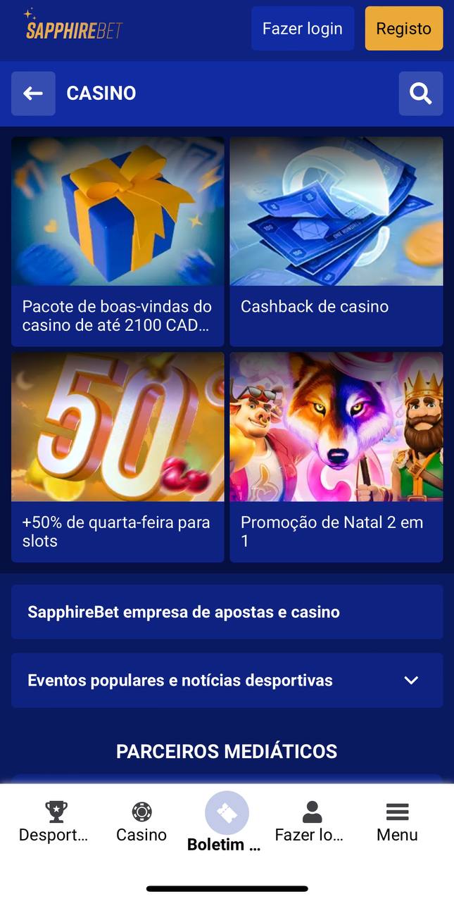 Bónus e promoções do Sapphirebet Mobile