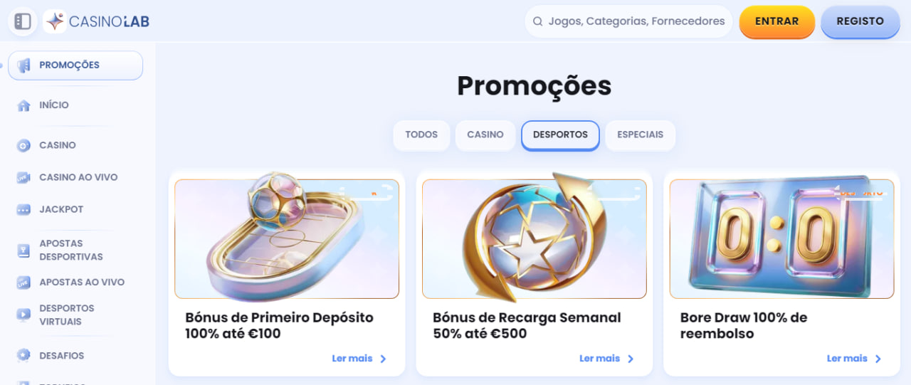 Outras ofertas e promoções CasinoLab