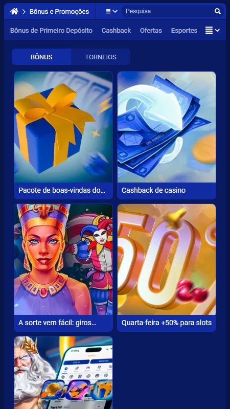 Página de promoções na Sapphire Bet