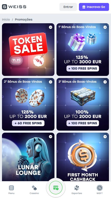 Página de promoções na Weiss