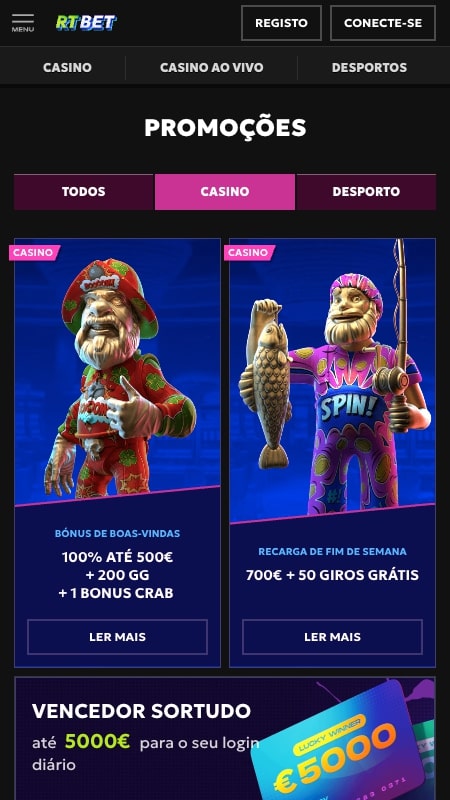 Bónus do Casino RTBET