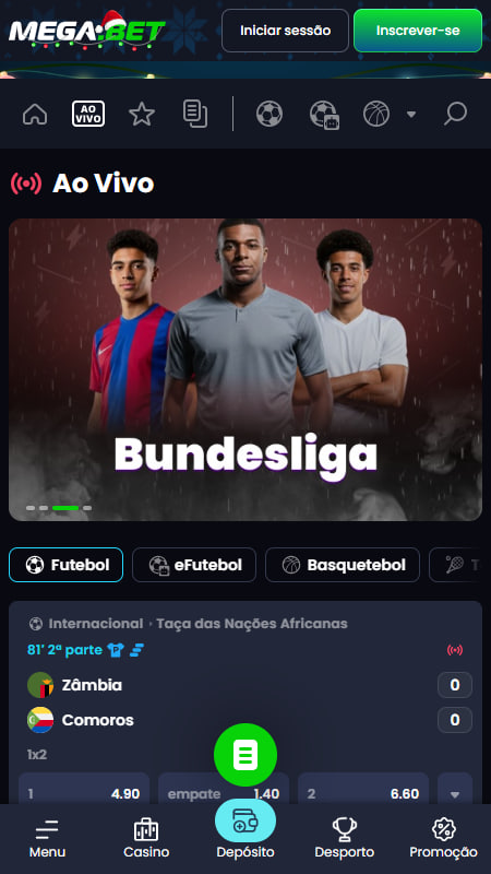 Apostas ao vivo Megabet Bookmaker