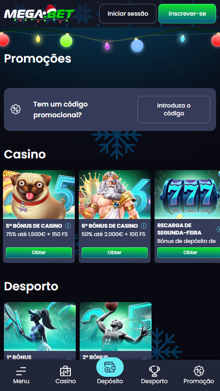 Bónus e promoções Megabet